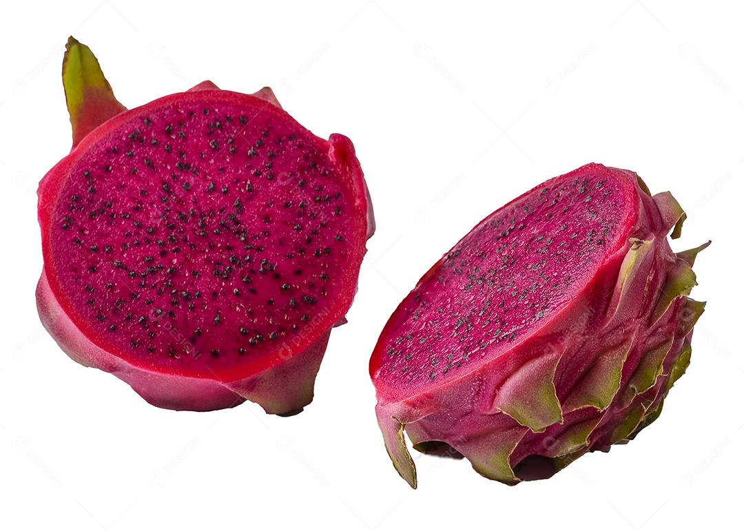 Frutos de pitayas em fundo branco.