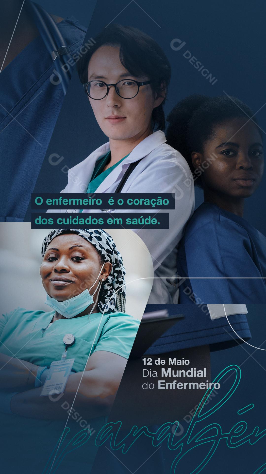 Story É o Coração dos cuidados em Saúde Dia do Enfermeiro Social Media PSD Editável