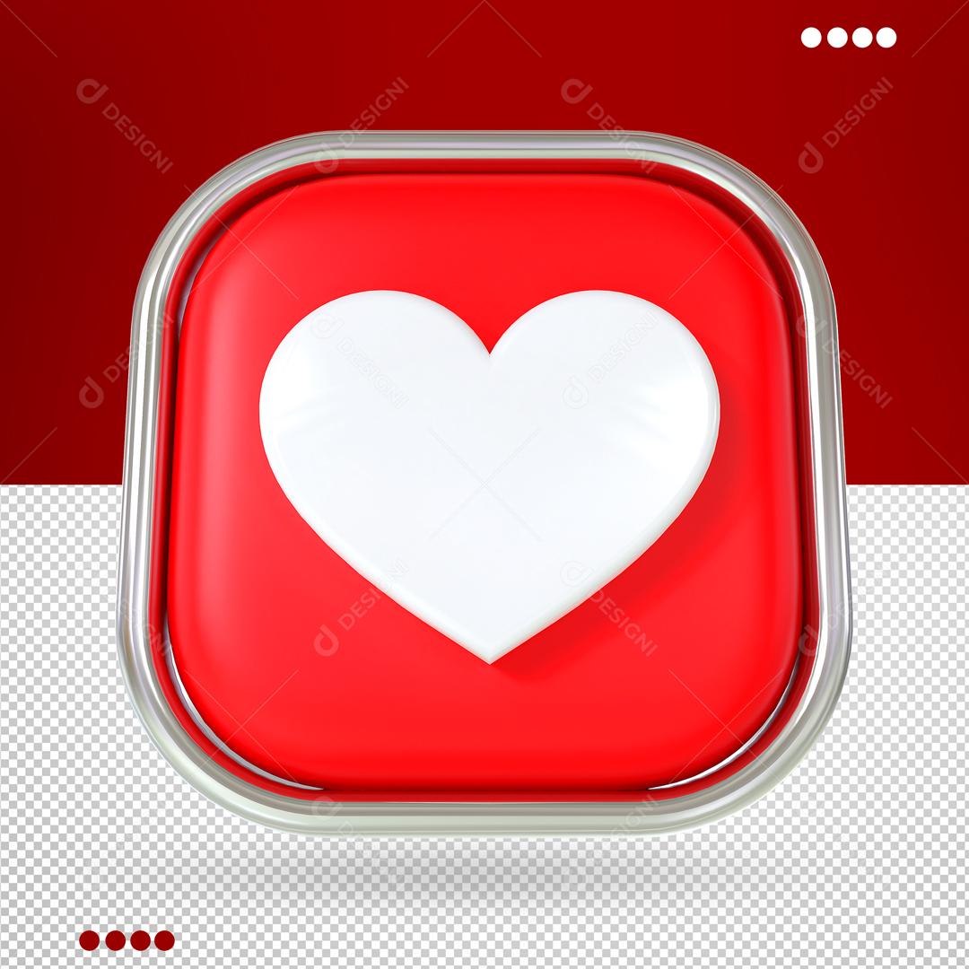 Like de Coração Elemento 3D Para Composição PSD