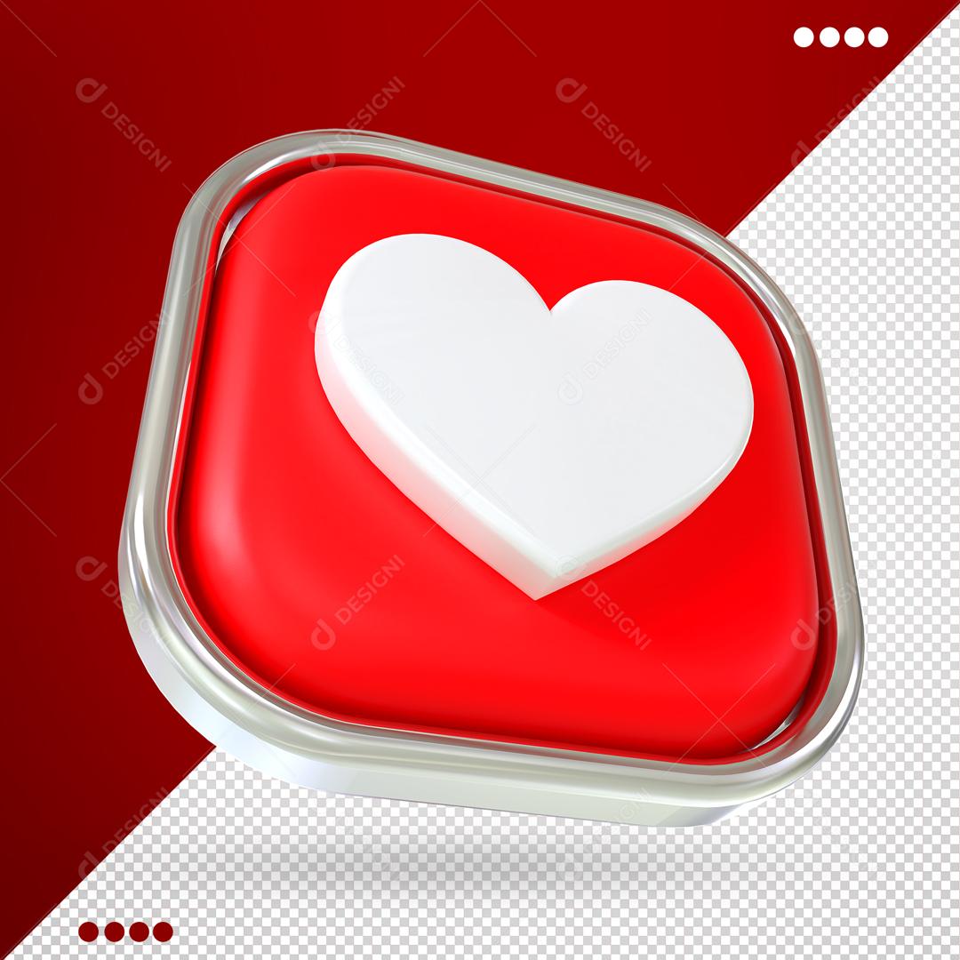 Elemento Like de Coração 3D Para Composição PSD