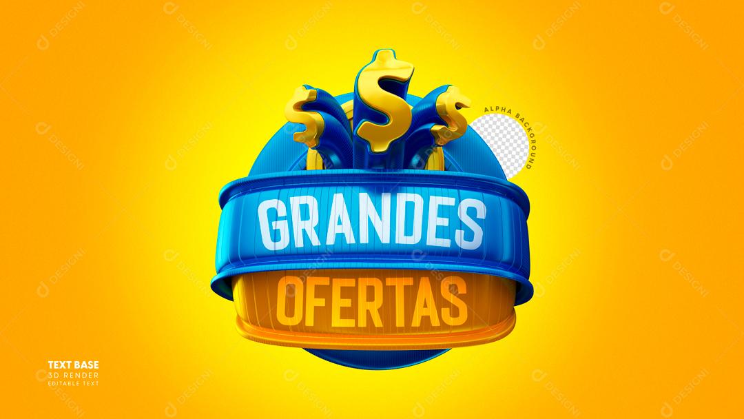 Selo 3D Para Composição Grandes Ofertas Promoção PSD Editável