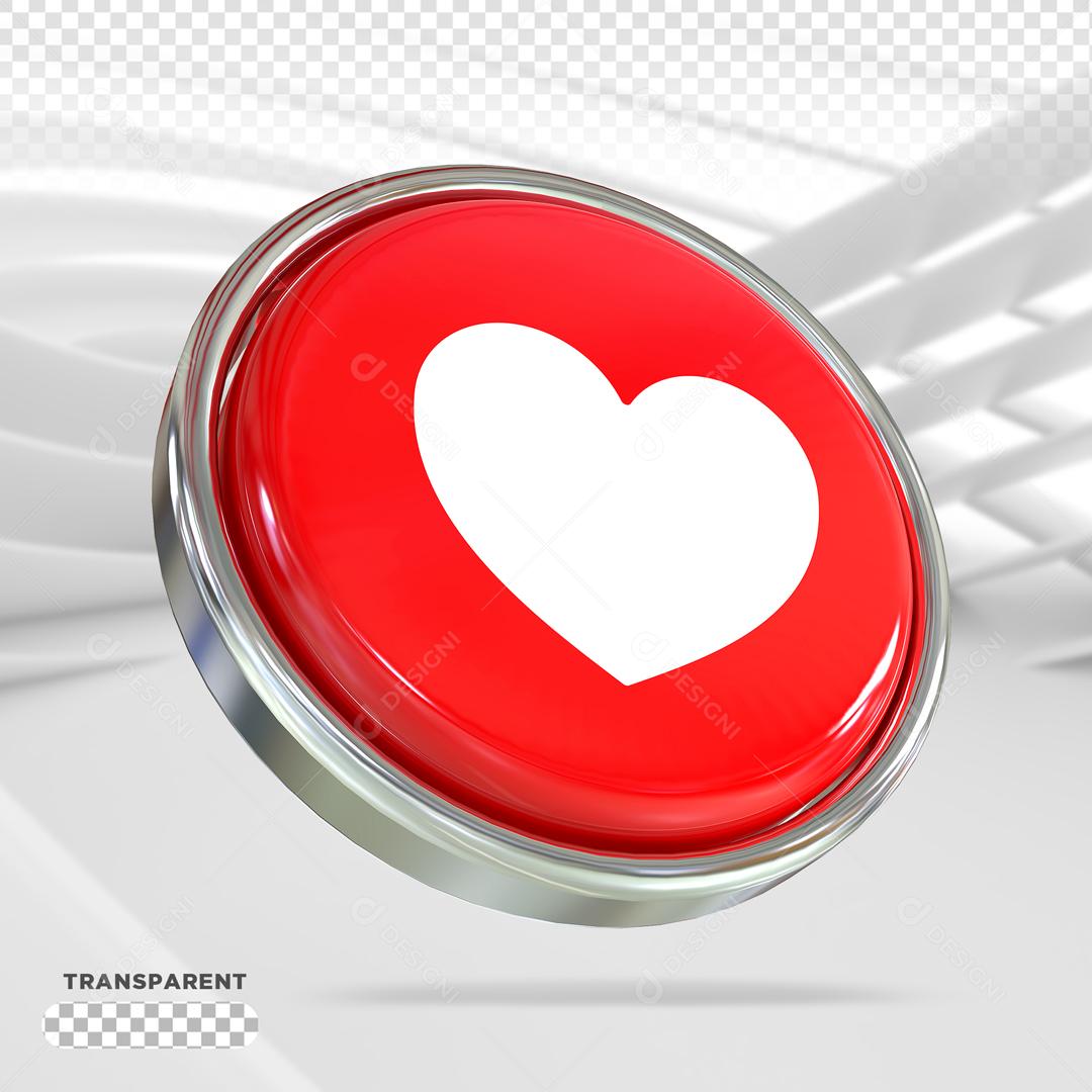 Like de Coração 3D Elemento Para Composição PSD