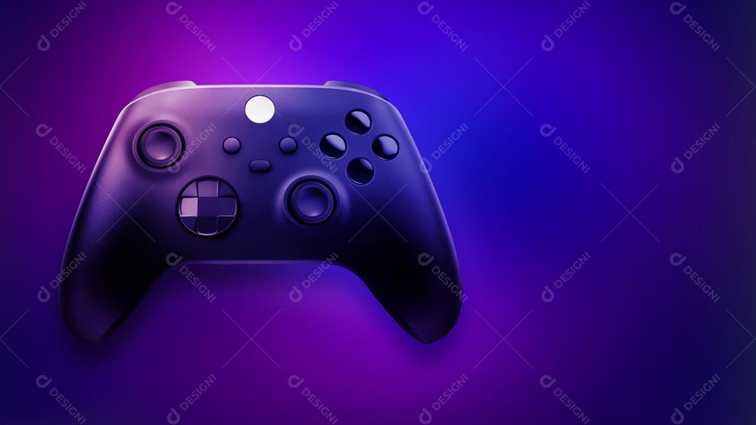 ilustração 3D. Controlador de jogos de nova geração em azul e rosa