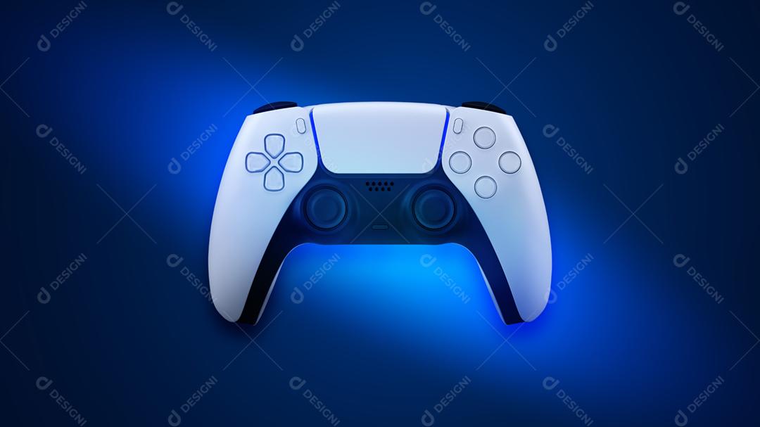 3D illustration. New generation game controller on blue backgrou