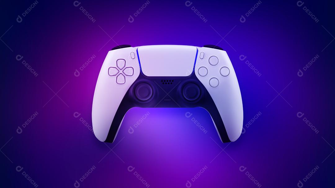 ilustração 3D. Controlador de jogos de nova geração em azul e rosa