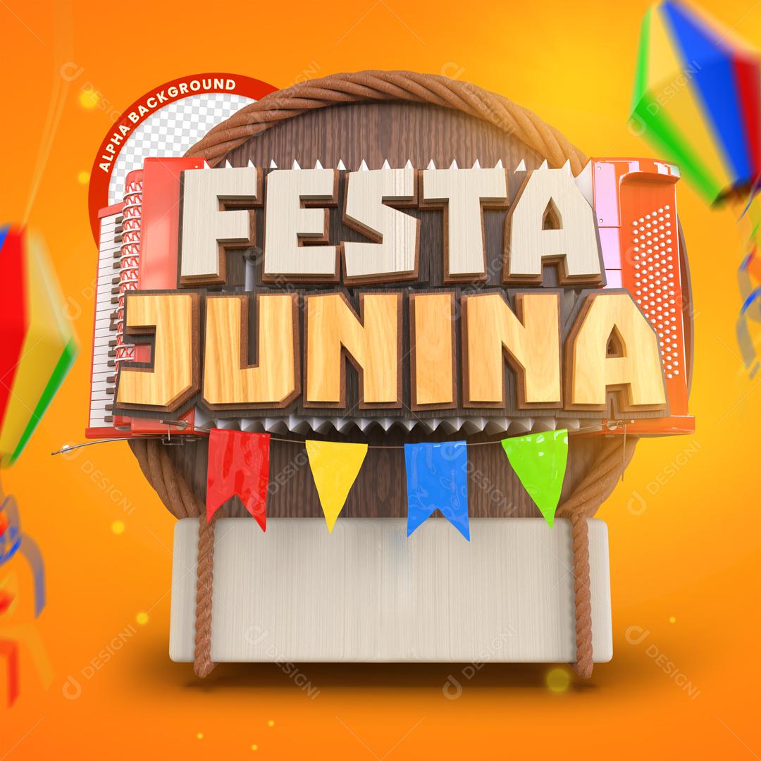 Festas Junina Selo 3D Para Composição PSD