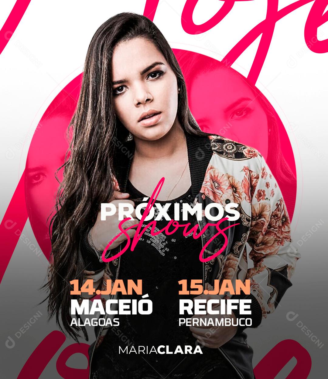Flyer Próximos Shows Agenda Semanal Social Media PSD Editável