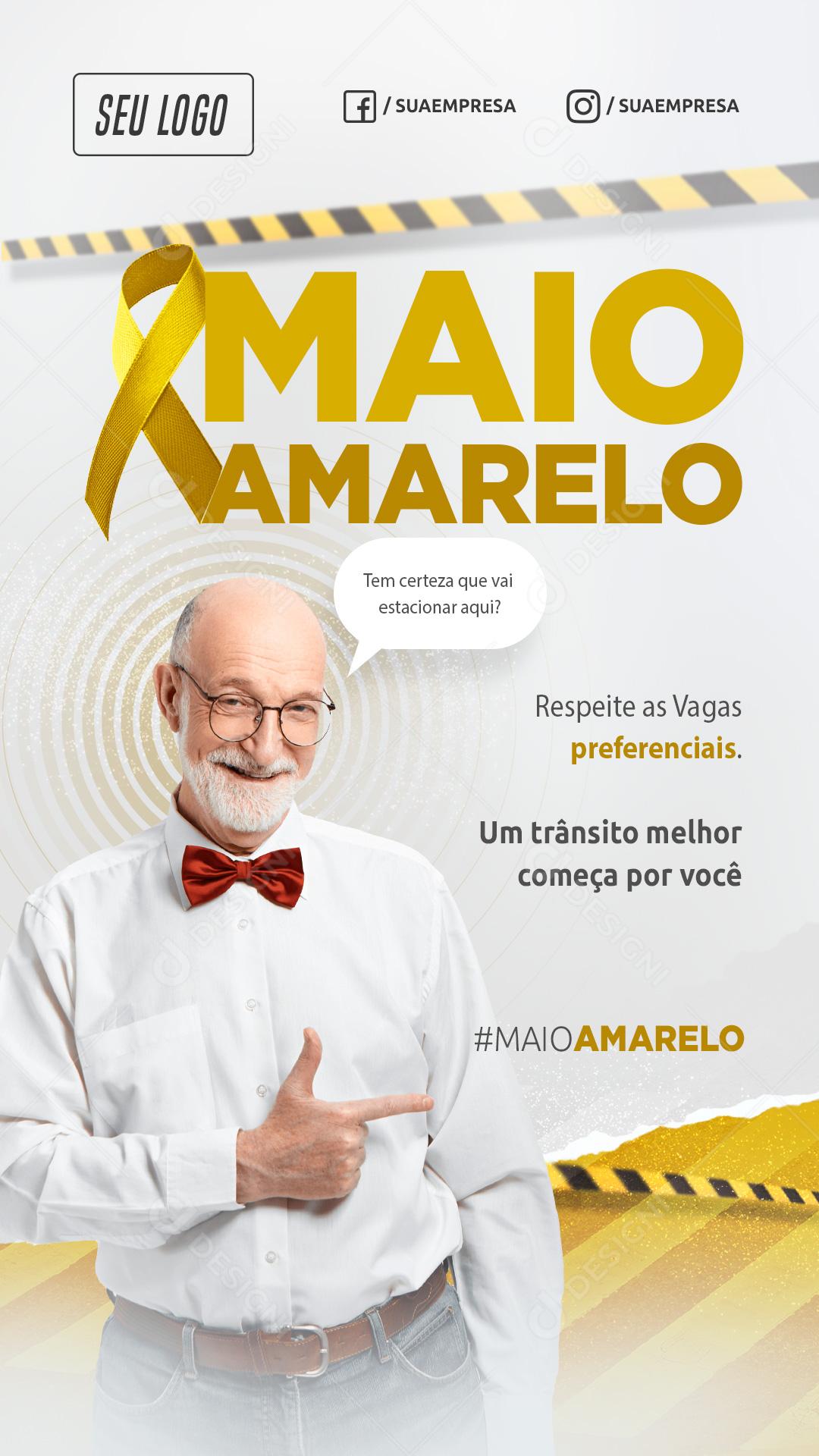 Social Media Story Maio Amarelo Respeite as Vagas PSD Editável