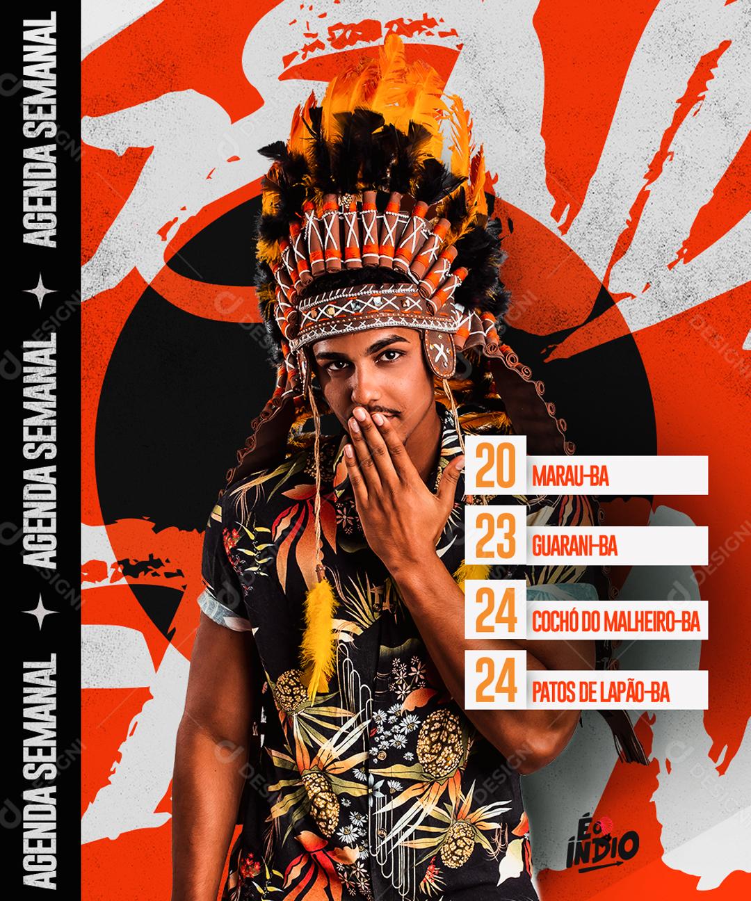Social Media Flyer Show do Índio Agenda Semanal PSD Editável