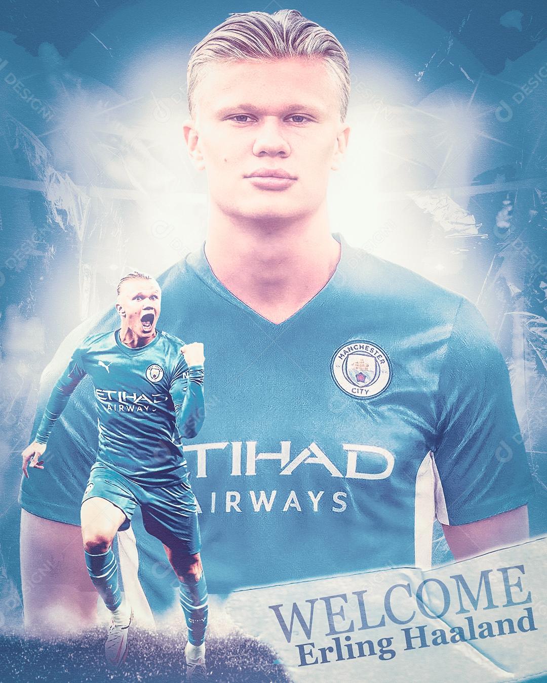 Flyer Welcome Erling Haaland Social Media PSD Editável