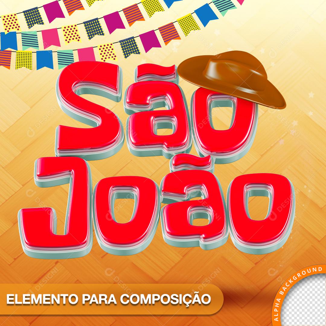 Texto 3D Para Composição São João PNG Transparente