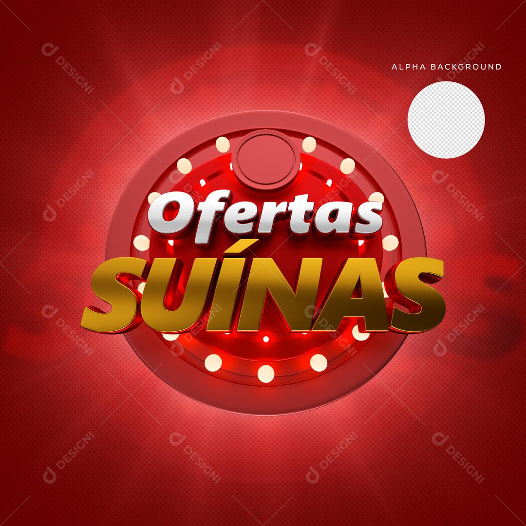 Selo 3D Para Composição Ofertas Suínas PNG Transparente