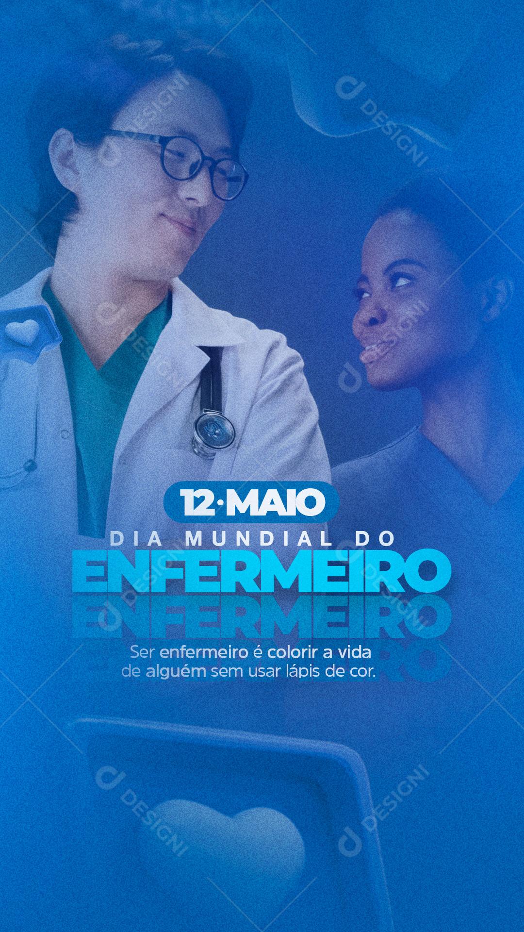 Social Media Story Dia do Enfermeiro 12 de Maio PSD Editável