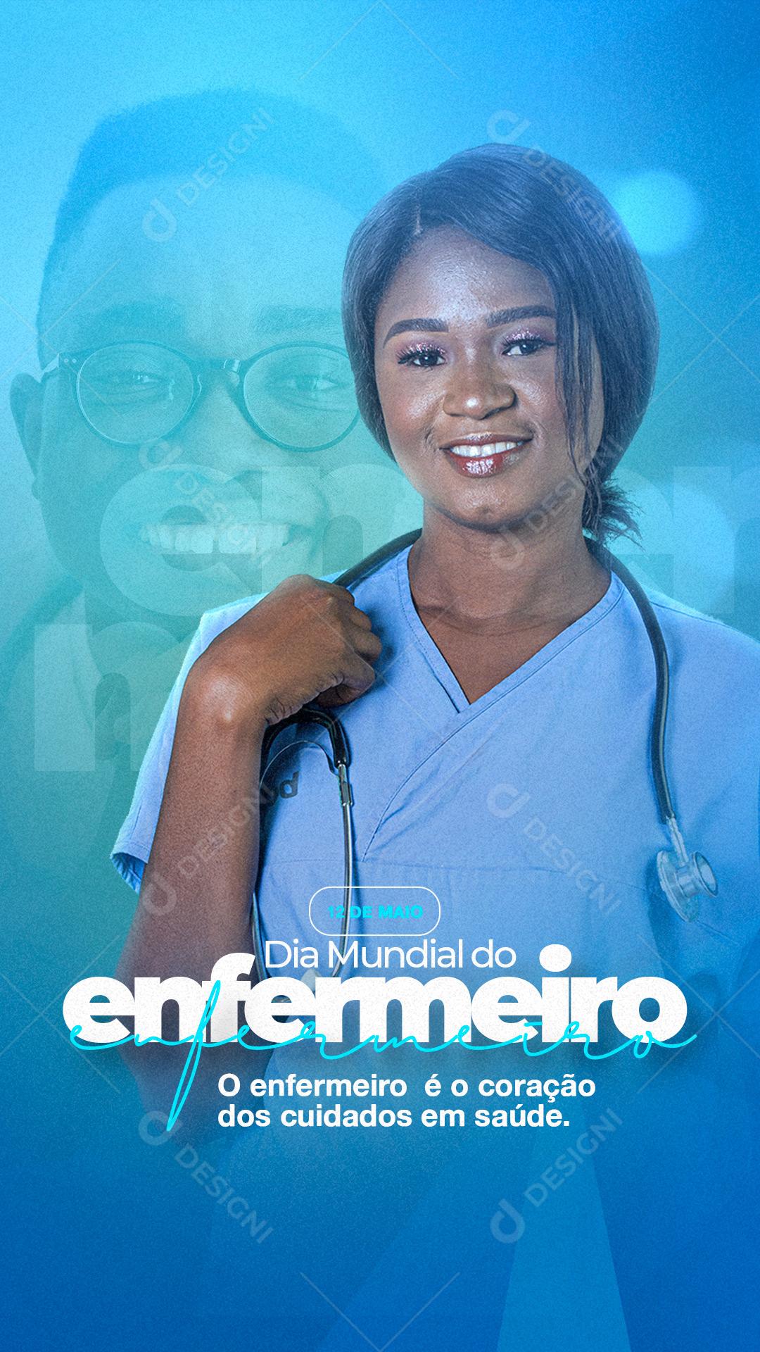 Social Media Story Dia do Enfermeiro Cuidados em Saúde PSD Editável