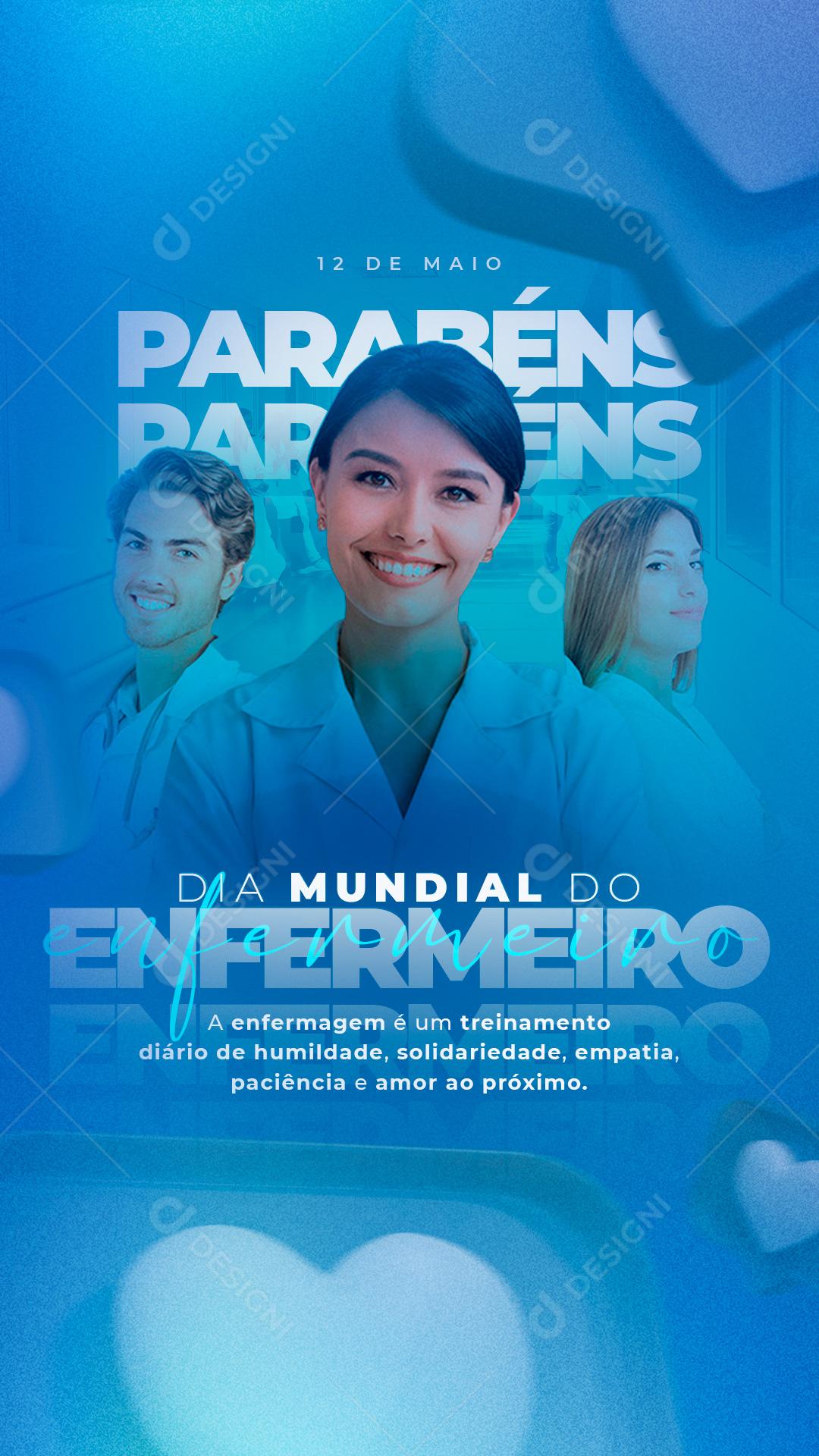Social Media Story Dia do Enfermeiro Paciência e Amor PSD Editável