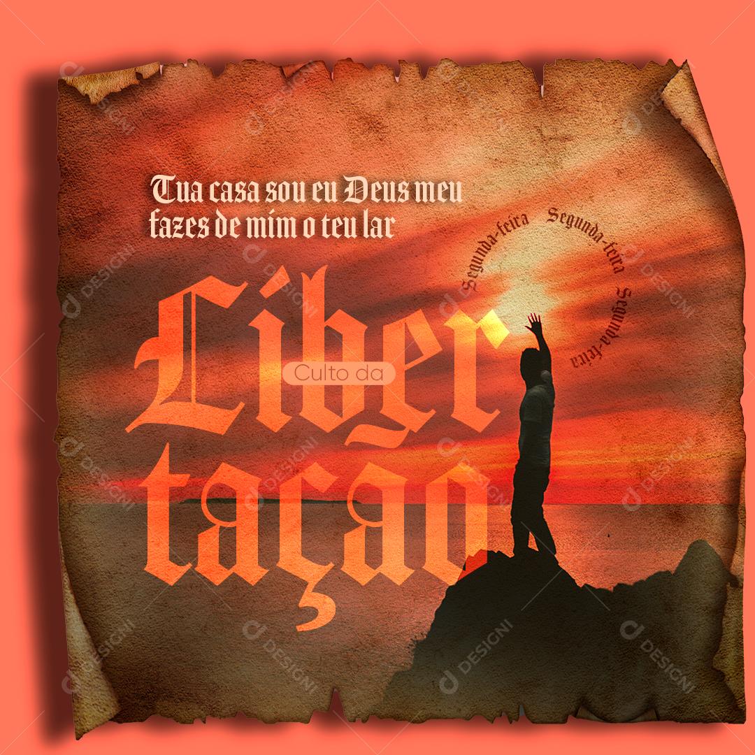 Social Media Gospel Culto da Libertação PSD Editável