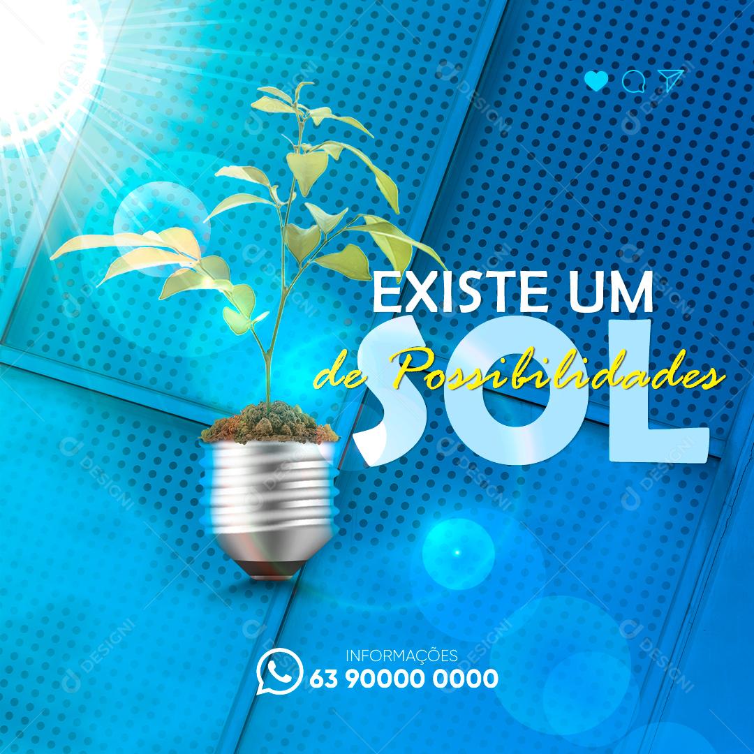 Post Energia Solar Existe um Sol de Possibilidades Social Media PSD Editável