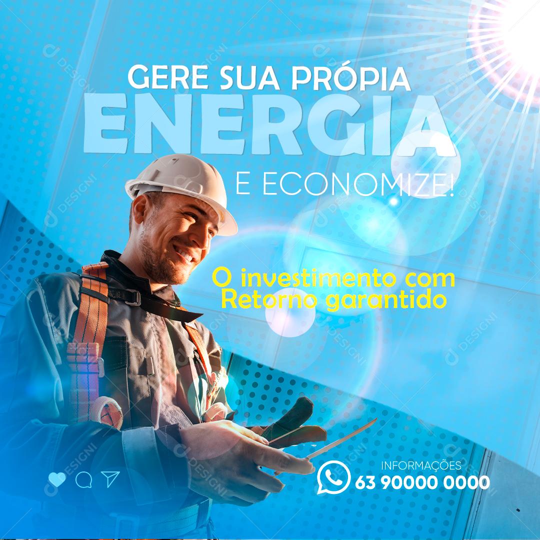 Gere Sua Própria Energia Solar Social Media PSD Editável