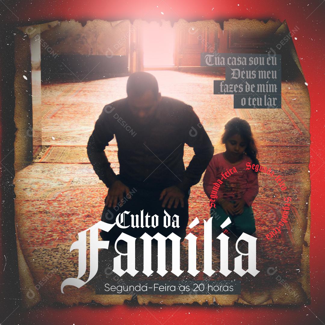 Post Gospel Culto da Família Social Media PSD Editável