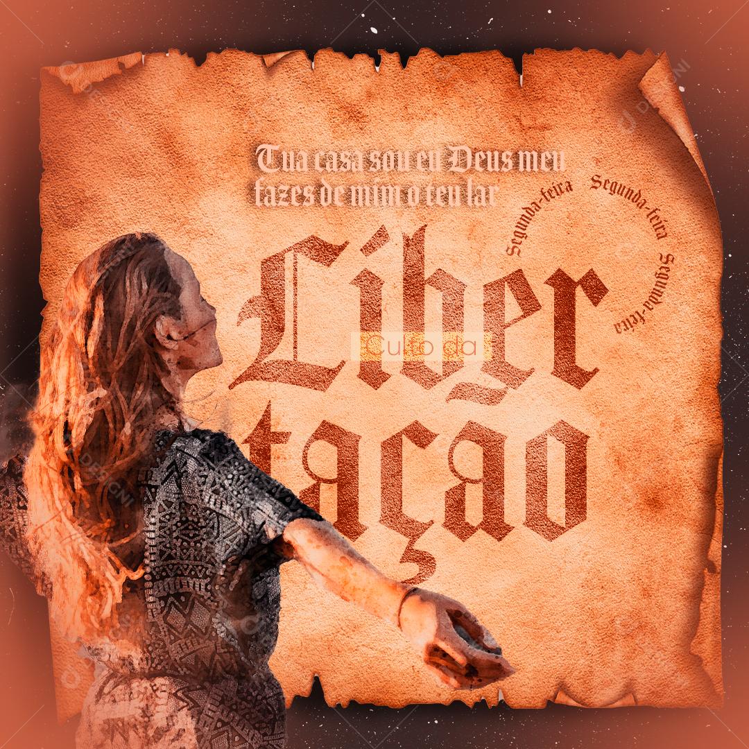 Post Gospel Culto da Libertação Social Media PSD Editável