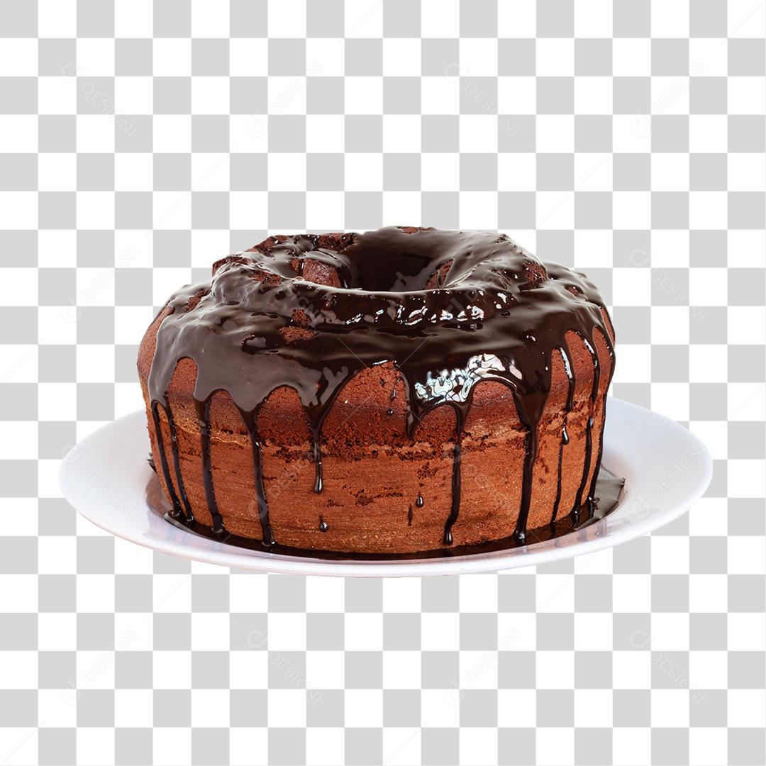 Bolo De Chocolate Com Prato Branco PNG Transparente