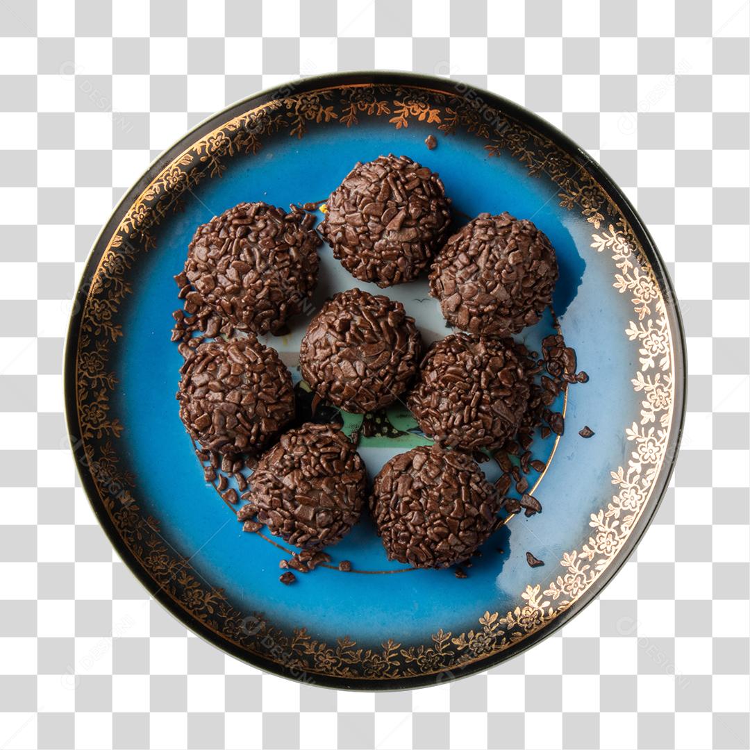 Prato Com Porção De Brigadeiro Doce De Chocolate PNG Transparente