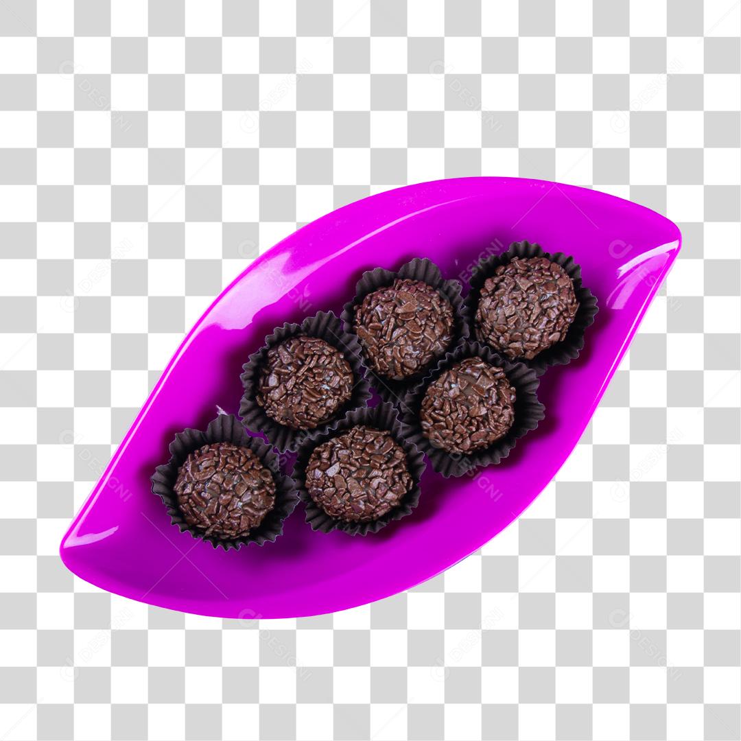 Tigela Rosa Com Porção De Brigadeiro Doce De Chocolate PNG Transparente