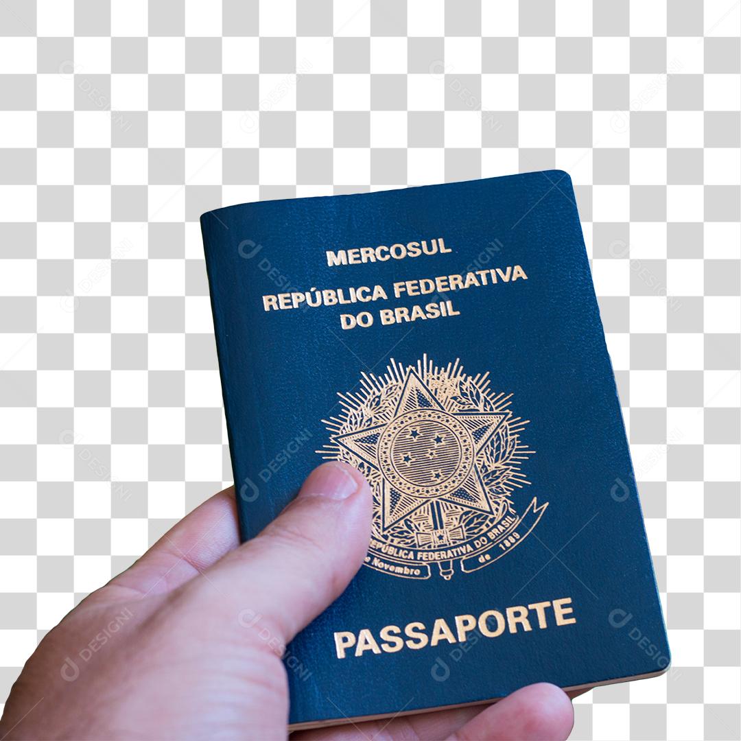 Mão segurando passaporte brasileiro PNG Transparente