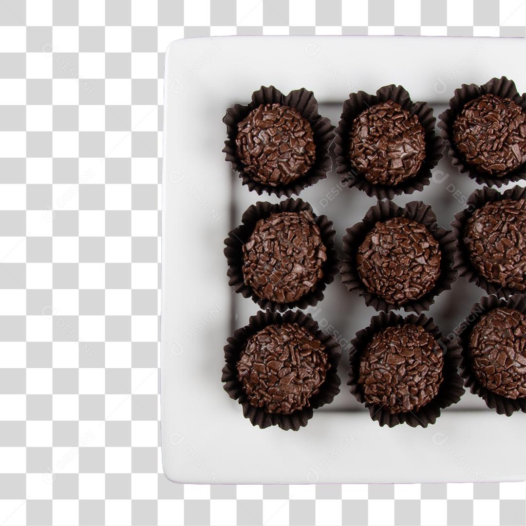 Vasilha branca cheia de brigadeiros PNG Transparente