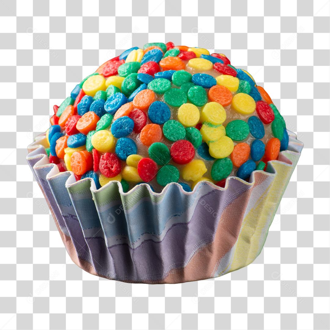 Brigadeiro Chocolate Branco na Forminha Colorida PNG Sem Fundo