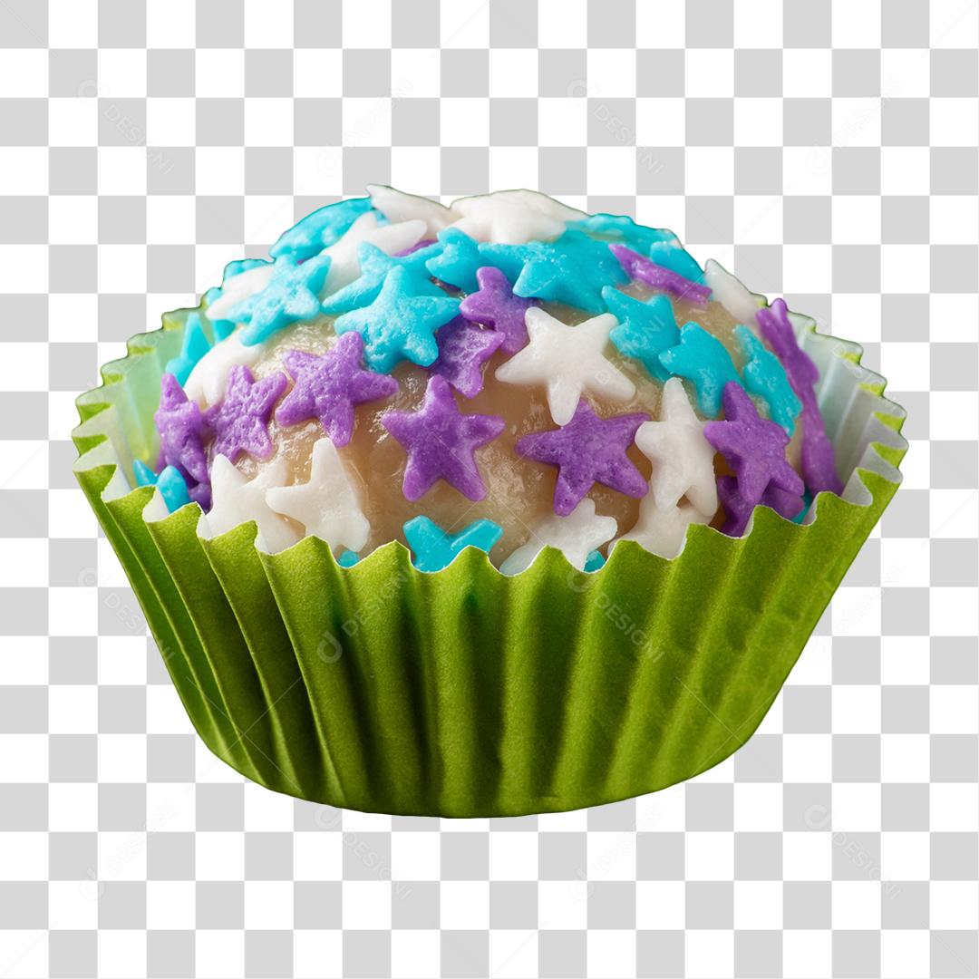 Brigadeiro Chocolate Branco na Forminha Verde PNG Sem Fundo