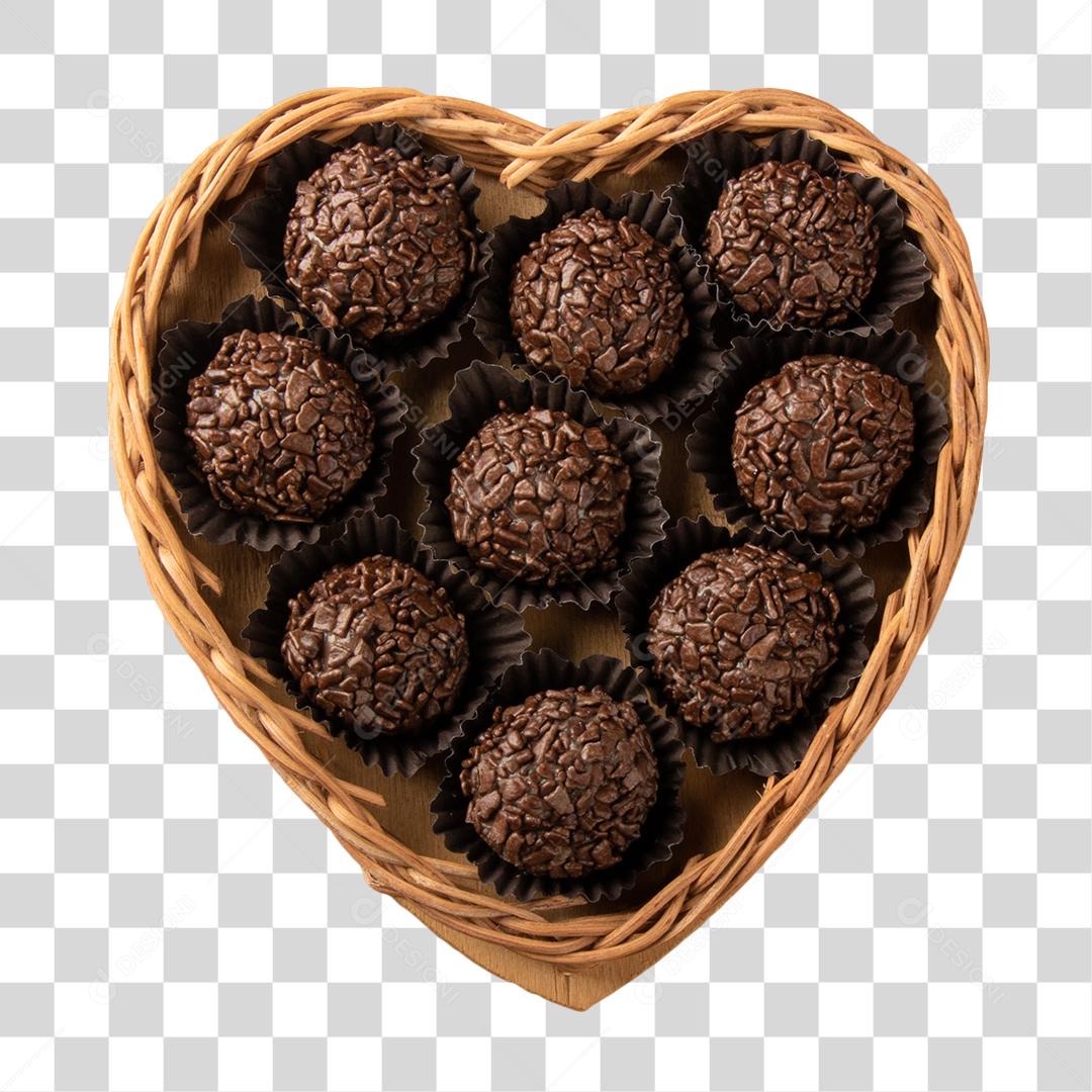 Vários Brigadeiros de Chocolate Forma no Formato de Coração PNG
