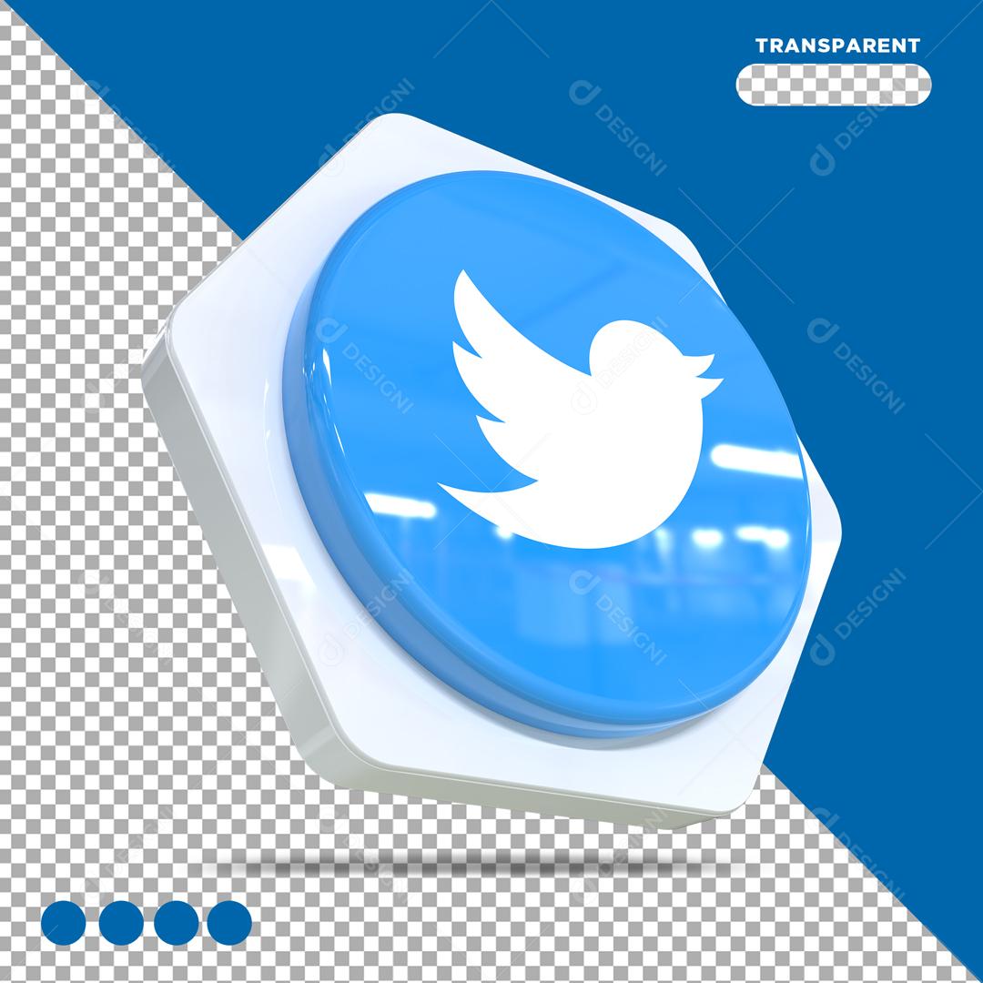 Twitter Elemento 3D Para Composição PSD