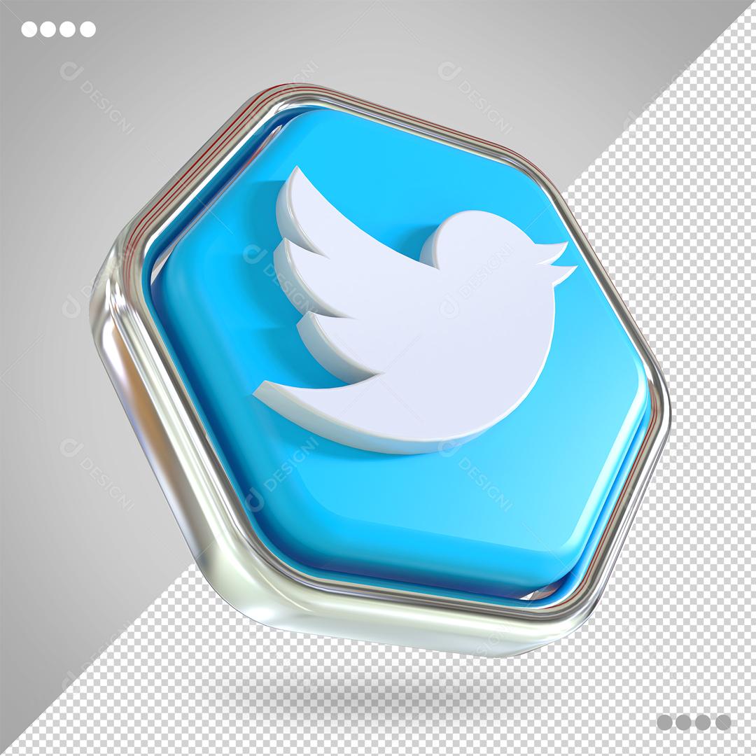 Twitter 3D Elemento Para Composição PSD