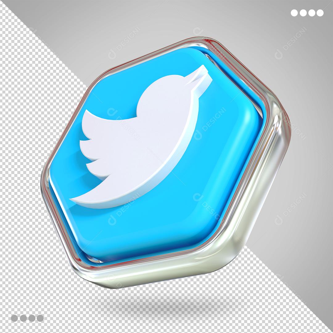 Elemento 3D Twitter Para Composição PSD