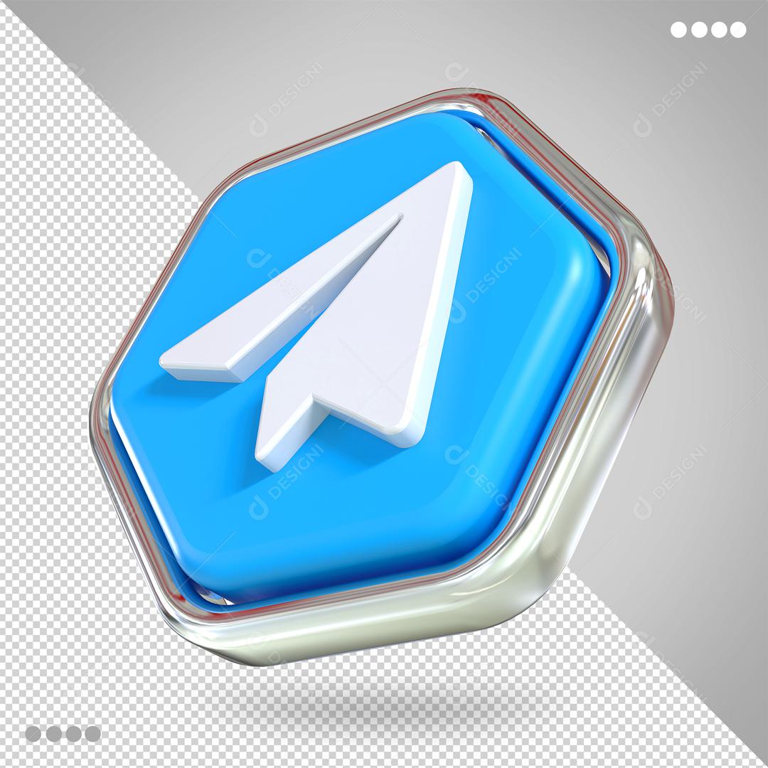 Elemento 3D Telegram Para Composição PSD