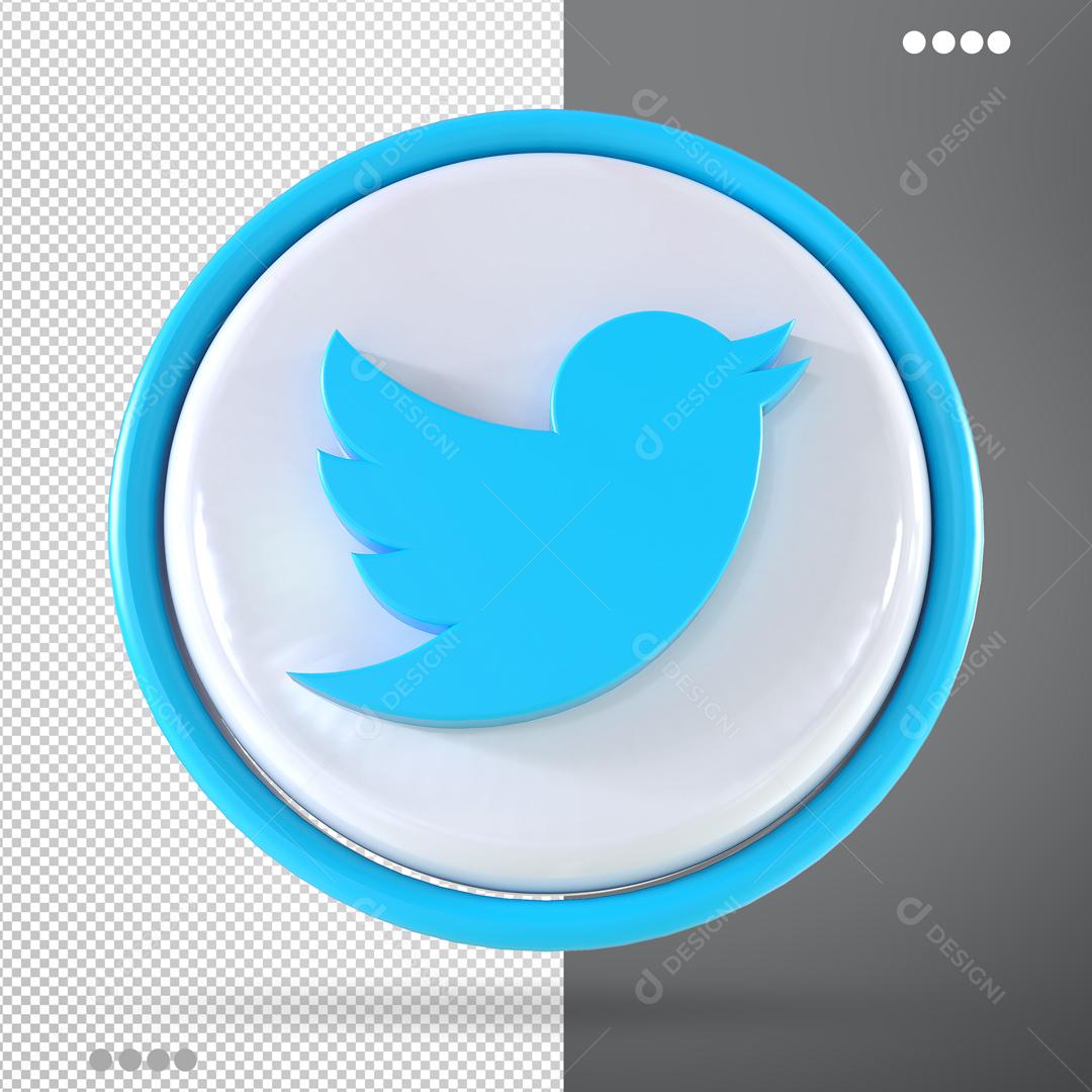 Ícone 3D Twitter Para Composição PSD