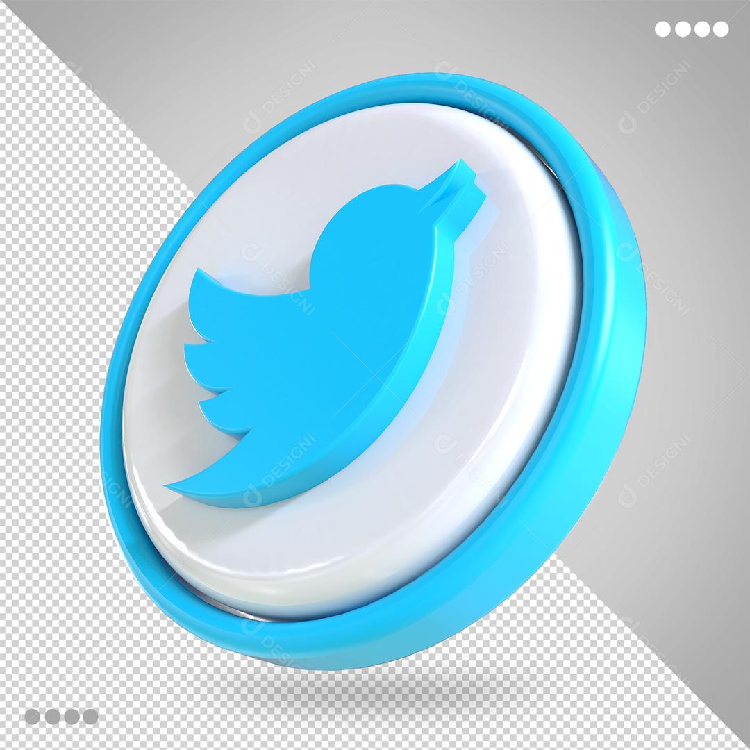 Twitter Ícone 3D Para Composição PSD