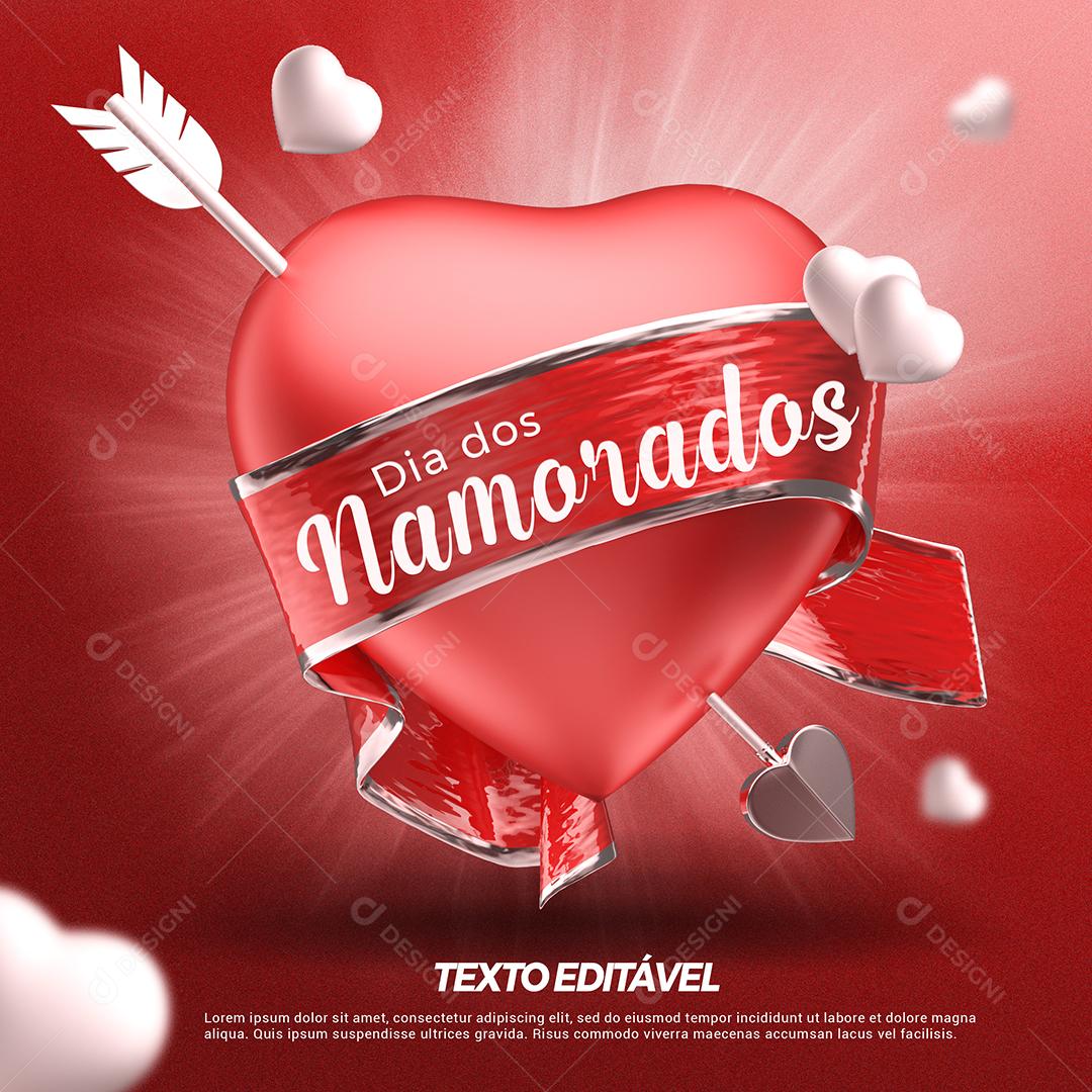 Dia Dos Namorados Selo 3D para Composição PSD