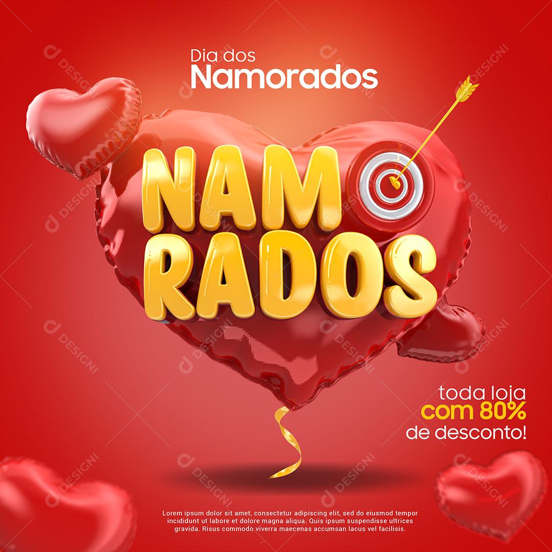 Social Media Dia Dos Namorados toda loja com 80% de Desconto PSD Editável