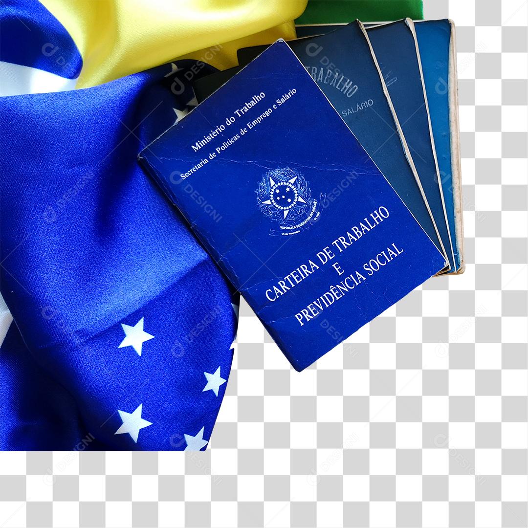 Bandeira do brasil ao lado de carteira de trabalho PNG Transparente
