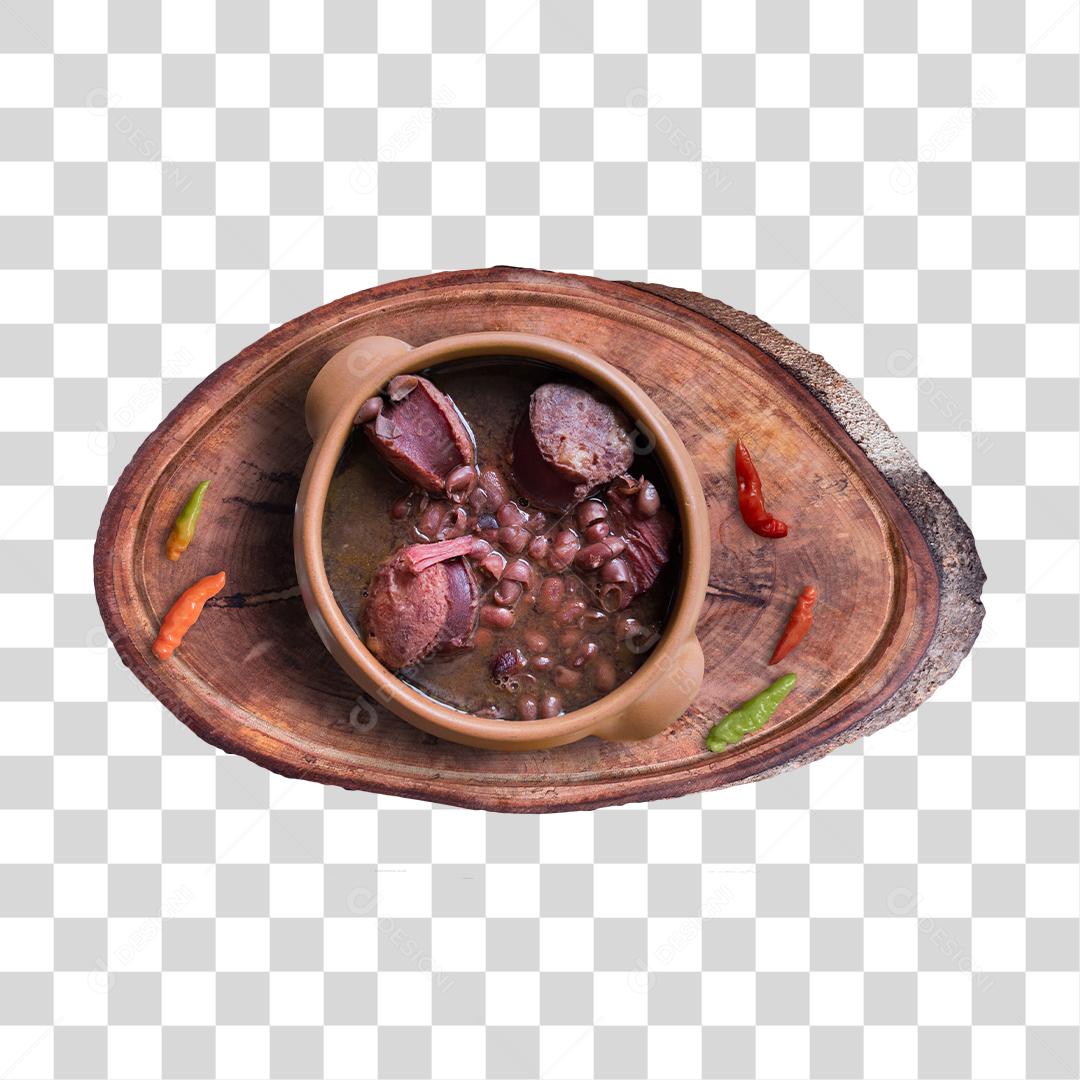 Tabua De Madeira Com Panela De Feijoada E Legumes PNG Transparente