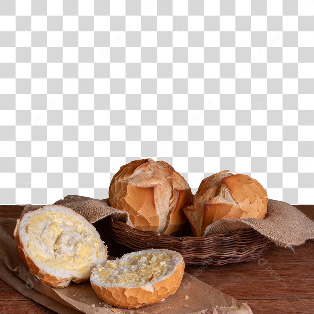 French Bread Basket With Cloth PNG Transparent