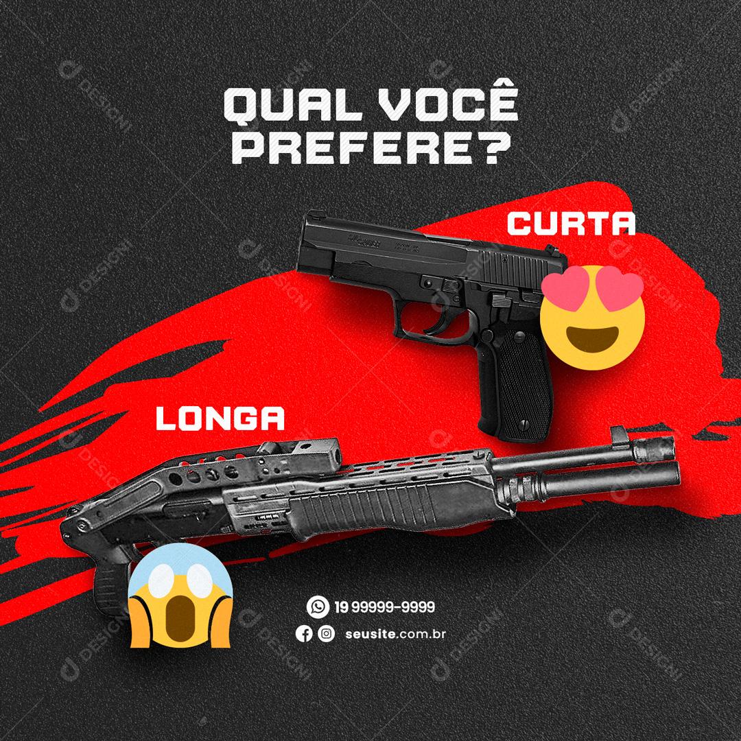 Social Media Qual você prefere Curta Longa Tiro ao Alvo PSD Editável