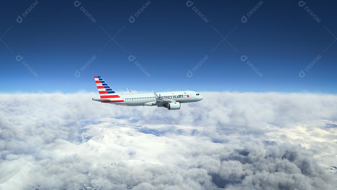 Airbus a320 American Airlines voando, 11 de maio de 2022, São Paulo, Brasil.