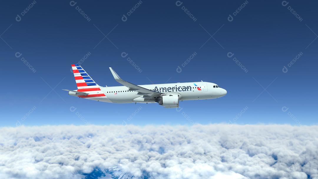 Airbus a320 American Airlines voando, 11 de maio de 2022, São Paulo, Brasil.