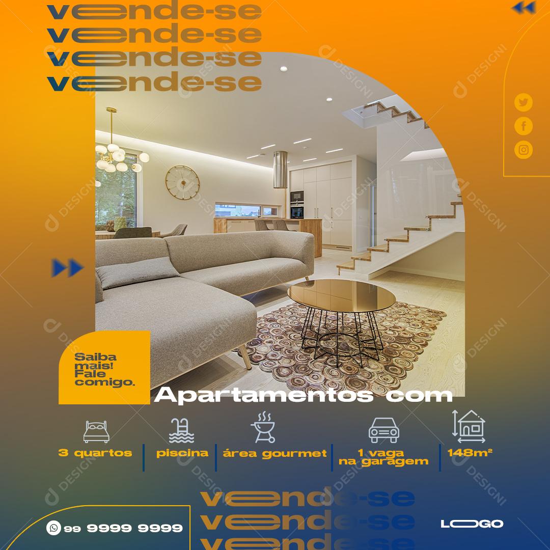 Social Media Vende se apartamento com Imobiliária PSD Editável