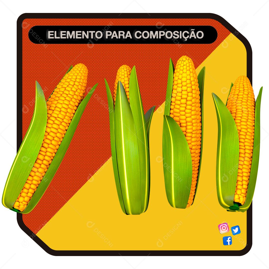 Elemento 3D Para Composição Espiga De Milho PNG Transparente