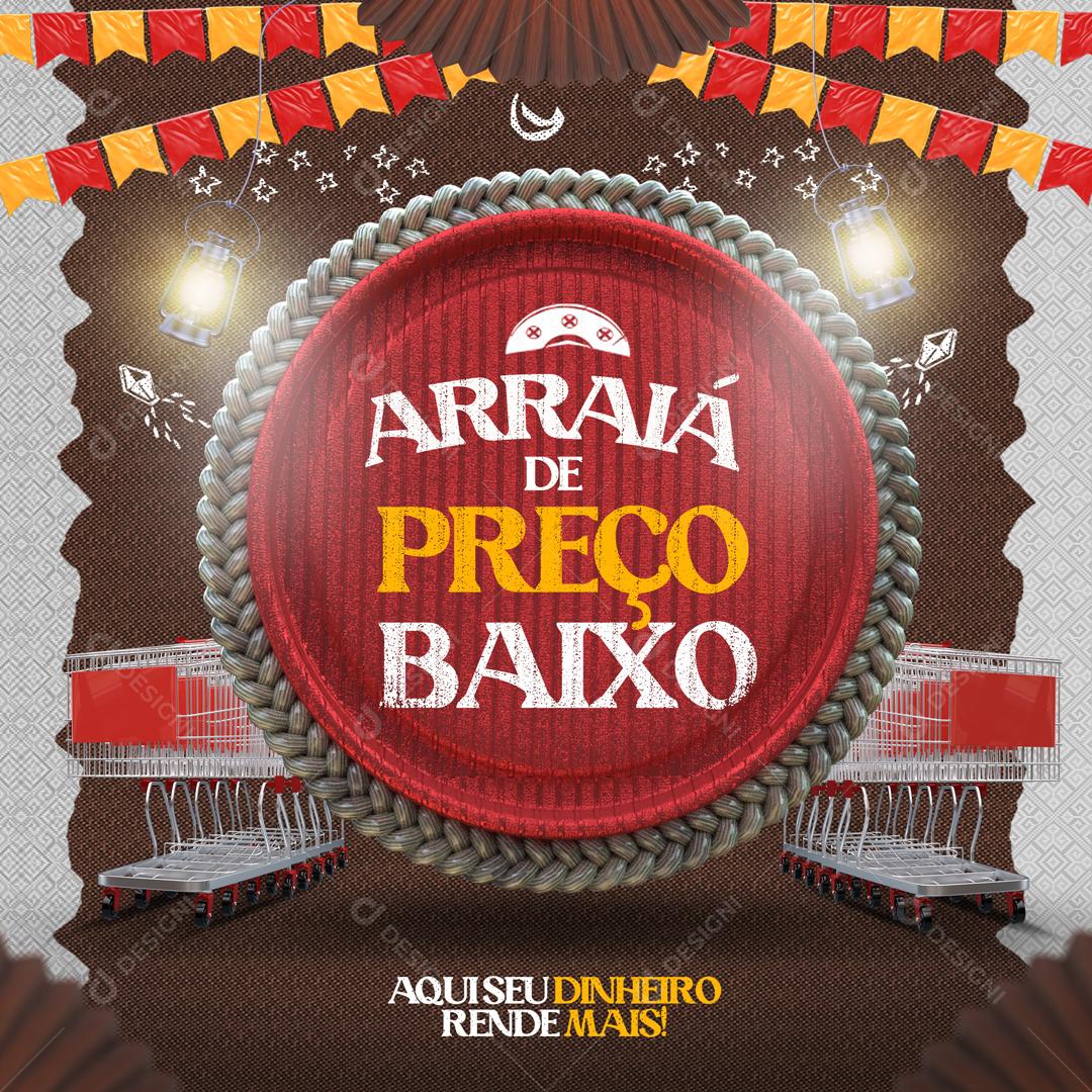 Selo 3D Para Composição Arraiá De Preço Baixo PSD Editável