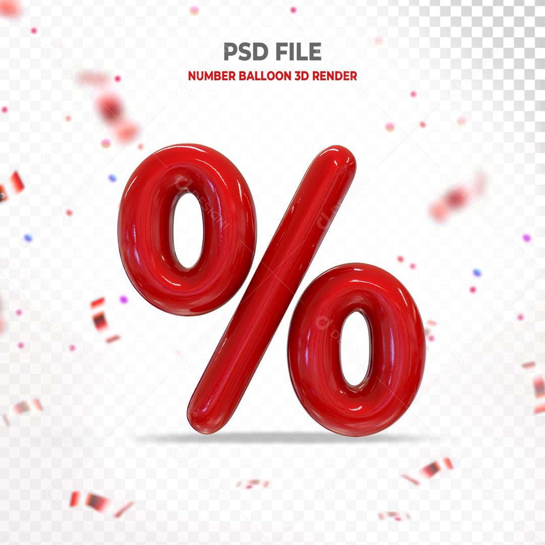 Porcentagem Vermelho 3D Para Composição PSD
